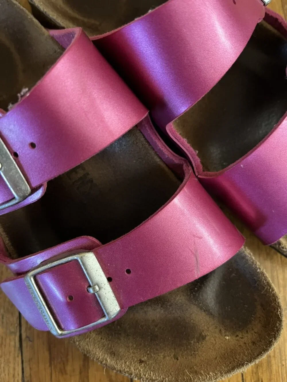 Arizona 2 Strap Classic Birkenstock Sandals 36 Hot Pink Patent Leather